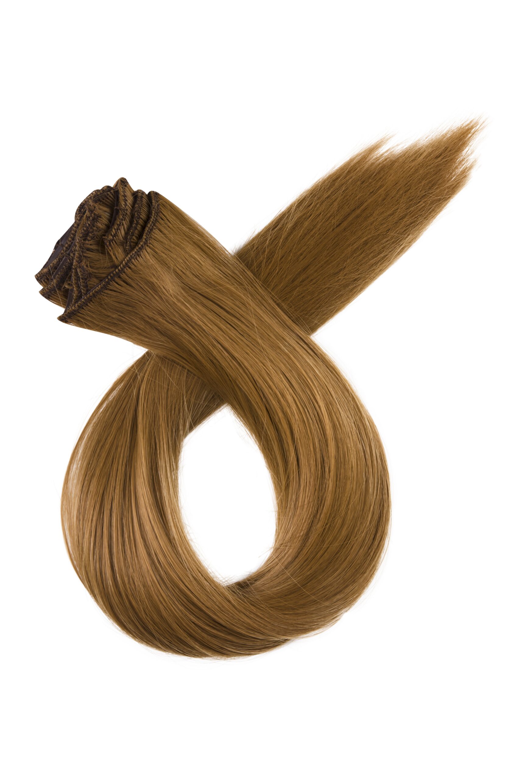 Clip-in vlasy v odtieni #14 Stredná hnedá — sada pásov s klipmi